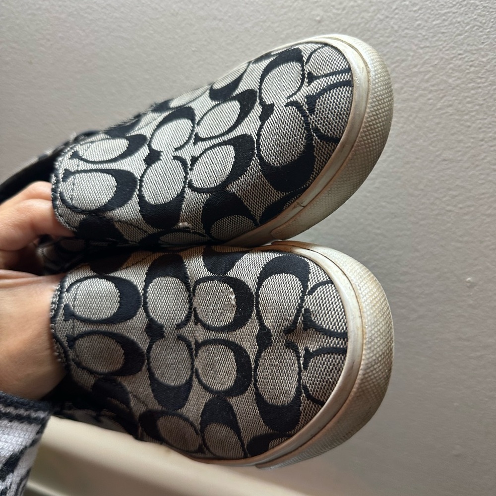 Coach Monogram Black and White Slip-Ons - Picture 10 of 13